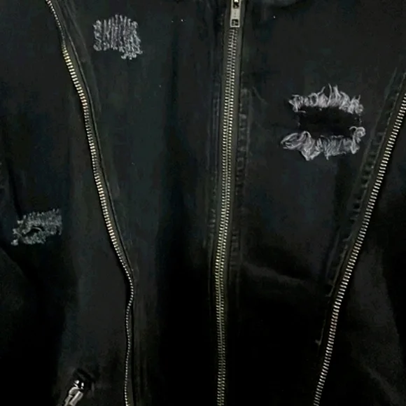 NWT Sandrine Rose Denim Bomber Jacket Slightly Distessed. - Picture 7 of 7